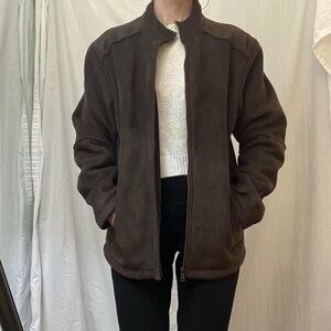 Dark Brown Faux Suede Jacket Size S Vintage Y2K Claiborne
